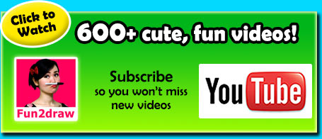 Go to the Fun2draw YouTube channel to learn how to draw and color cute and easy 
						cartoons!