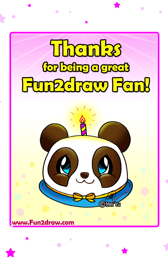 Panda cake birthday card, celebrating Fun2draw creator Mei Yu's birthday