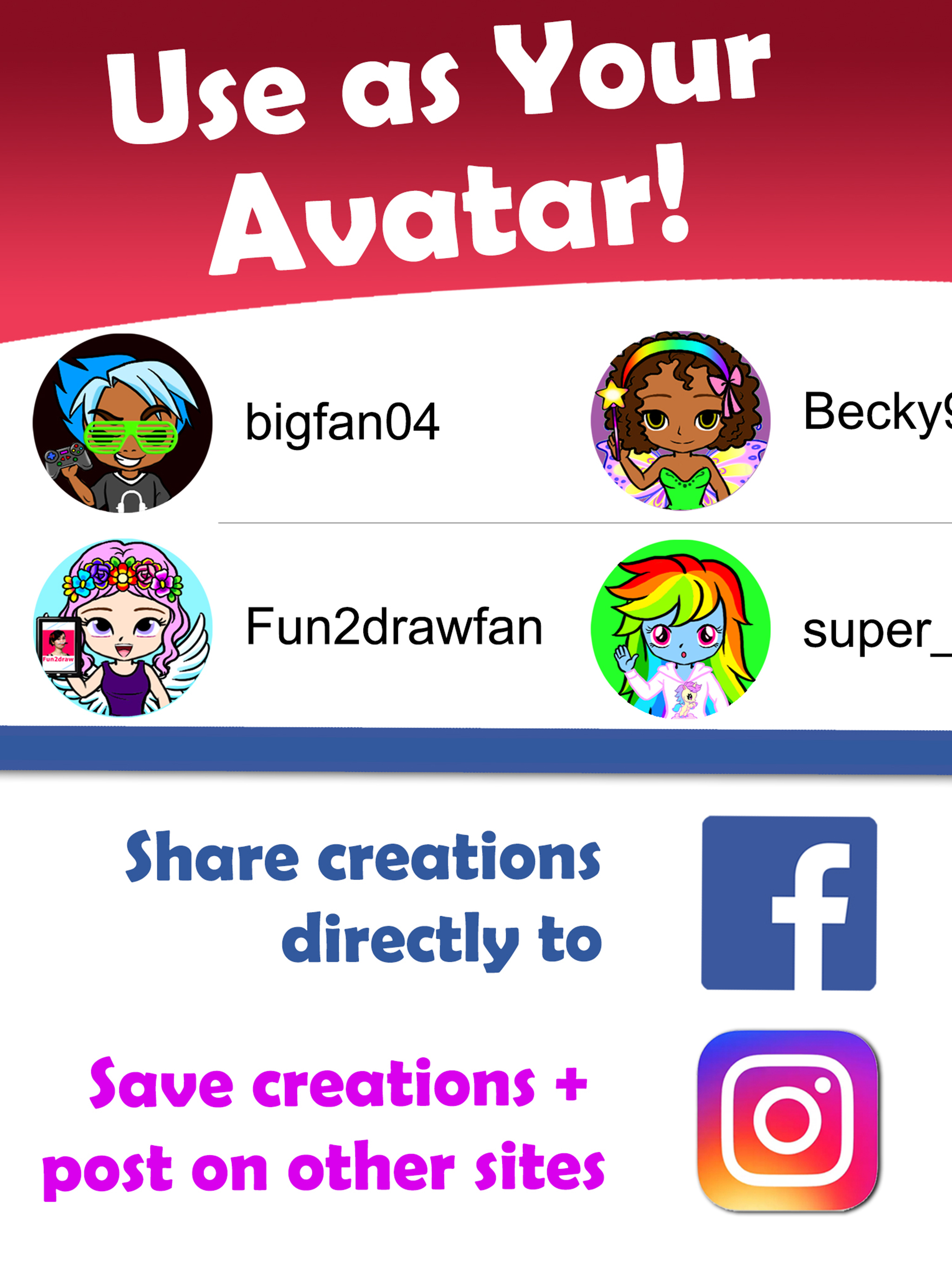 Share to your favorite social media sites, or use as your avatars!
