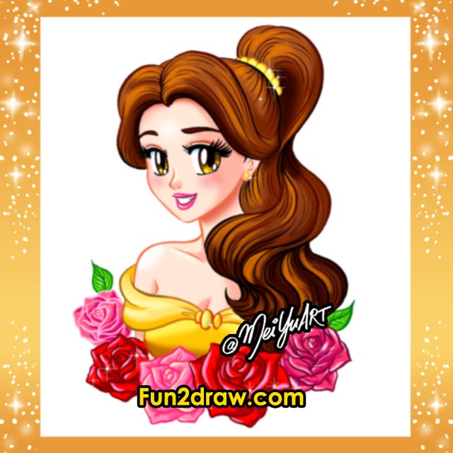 Belle, from Beauty and the Beast, in an anime / manga style. Draw her in my Tutorial Thursday how to draw art video on Fun2draw!