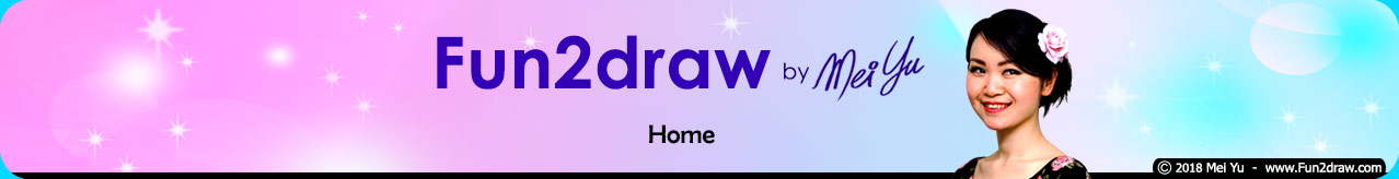 Fun2draw website home header, featuring how-to-draw cartoon, anime, and manga characters