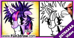 Watch how to draw Twilight Sparkle with a funny face!
