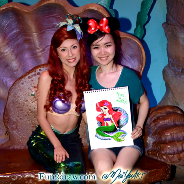 A photo of Mei Yu and Ariel, The 
			Little Mermaid, at the Magic Kingdom in Walt Disney World.