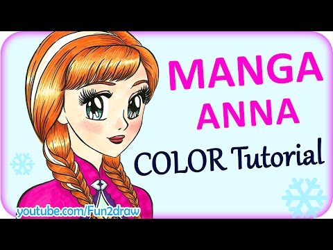 Coloring, colouring Anna from Frozen in an anime/manga style.