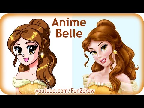 Draw Belle from Beauty and the Beast as an anime/manga character.