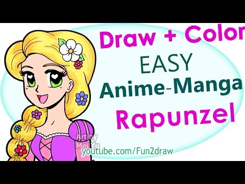 Drawing Rapunzel from Tangled easy, step by step.