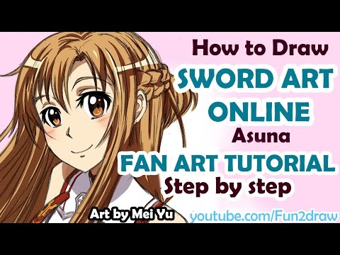 Drawing Asuna from Sword Art Online, step by step.