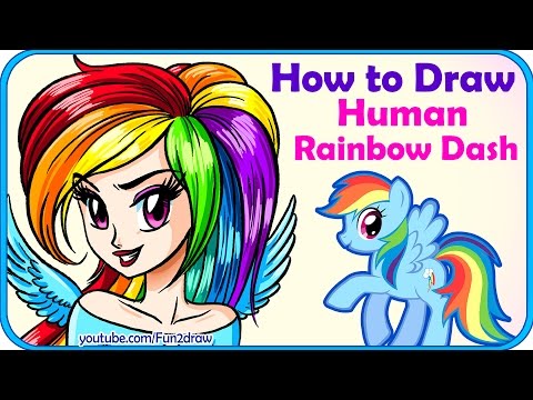 Learn how to draw Rainbow Dash as a human girl!