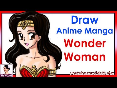 Draw Wonder Woman in an anime/manga style.