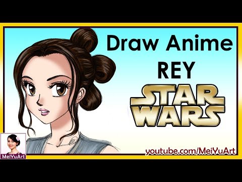 Draw Rey from Star Wars in an anime/manga style.