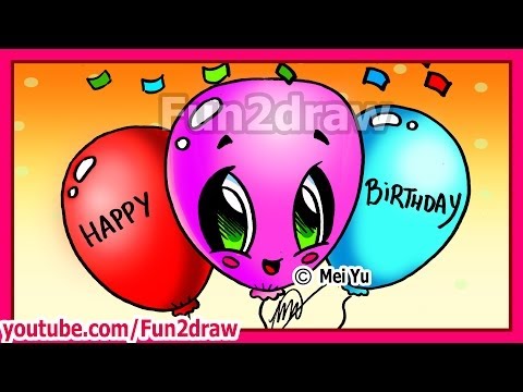 Drawing Happy Birthday balloons.