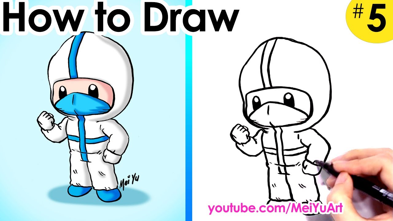 Learn how to draw a doctor in a medical suit.