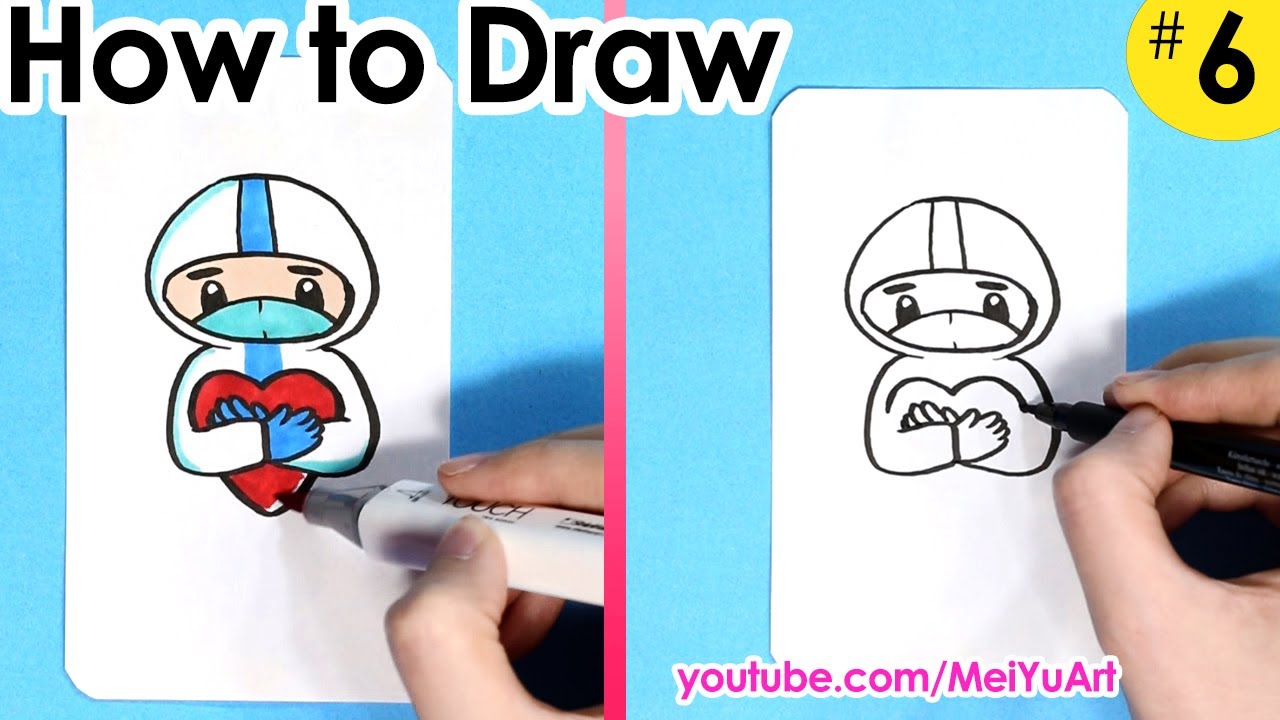 Free online art lesson on how to draw a doctor with a heart.