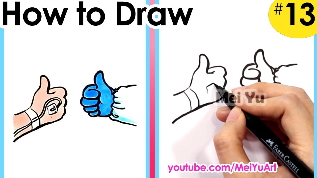 Free online art lesson on how to draw a doctor and patient giving each other thumbs up.