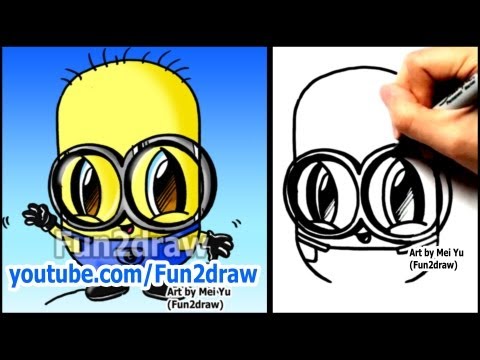 Free online art lesson on how to draw a Minion from Despicable Me.