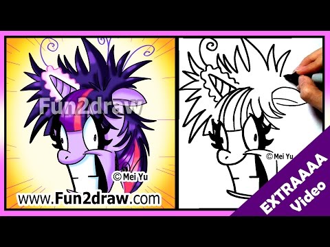 Drawing Twilight Sparkle from MLP with a funny expression.