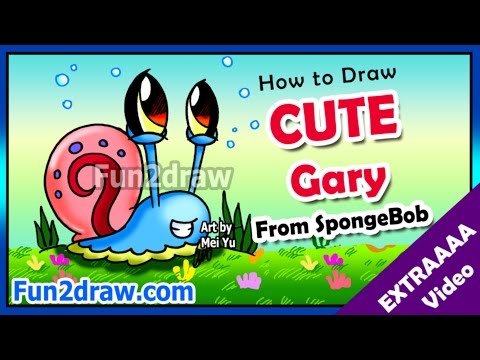 Free online art lesson on how to draw Gary from Spongebob Squarepants.
