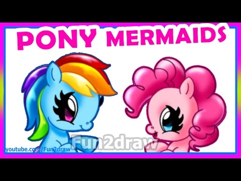 Draw Rainbow Dash and Pinkie Pie from the MLP cartoon as pony mermaids!