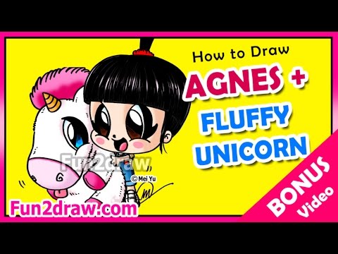 Learn how to draw Agnes with a fluffy unicorn from Despicable Me!