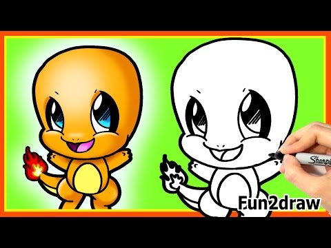 Drawing Charmander from Pokemon cute and easy.