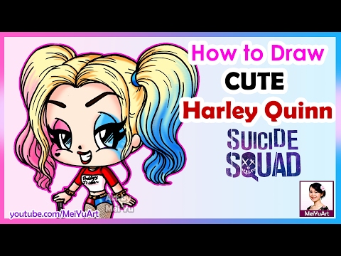 Drawing Harley Quinn from Suicide Squad in a cute Fun2draw style.