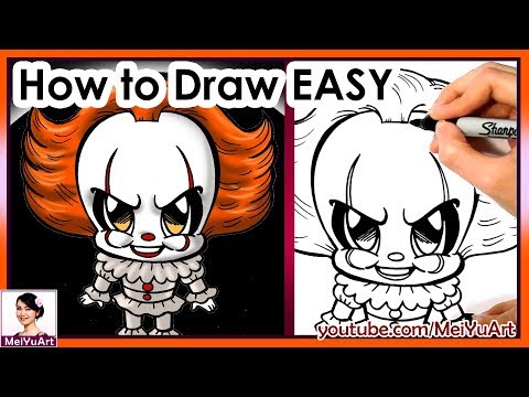 Easy art tutorial on drawing Pennywise from IT.