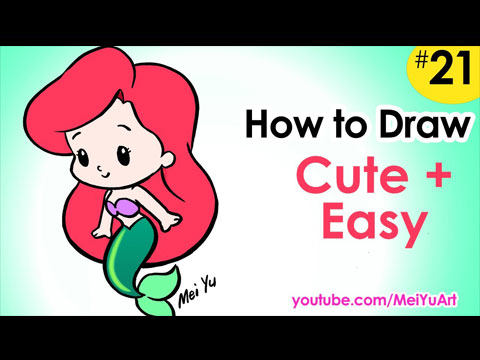 Learn how to draw Ariel from The Little Mermaid cute and easy!