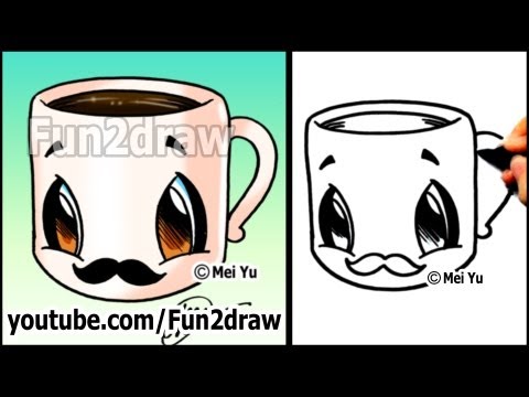 Learn how to draw a coffee cup with a mustache.