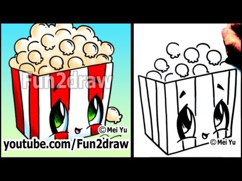 Drawing lesson on how to draw a bag of popcorn.