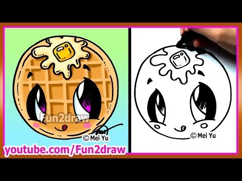 Art tutorial on drawing a cute waffle, step by step.