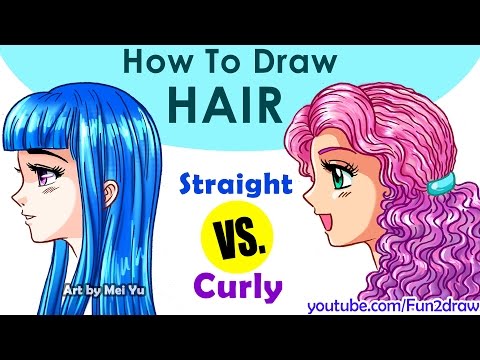 Watch how to draw two kinds of hairdos: straight and curly.