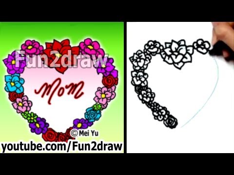 Draw a heart made out of rose flowers for Mom!