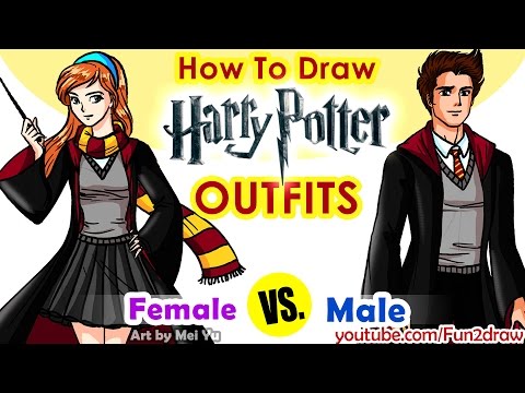 Learn to draw outfits inspired by Hogwarts robes from Harry Potter!