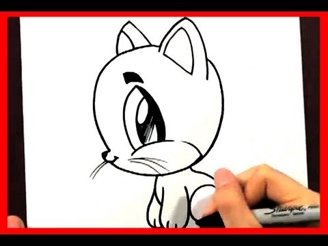 Art video on how to draw a cat cute and easy.