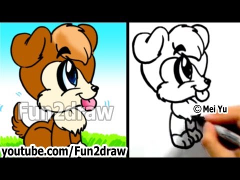 Drawing tutorial on how to draw a dog cute and easy.
