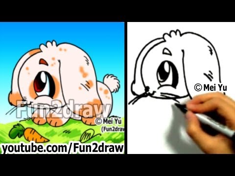 Art lesson on how to draw a bunny rabbit cute and easy.