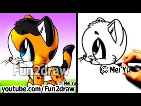 Watch this drawing lesson on how to draw a cute calico cat!