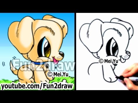 Learn to draw a labrador puppy cute and easy, step by step.
