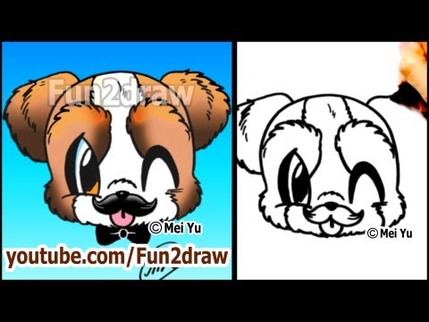 Art video on how to draw a dog face cute and easy.