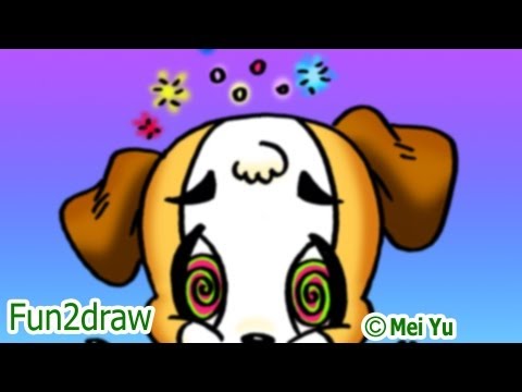Art video on drawing a dog that ate too much homework.