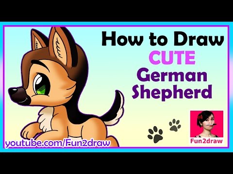Art class on how to draw a German Shepherd dog.