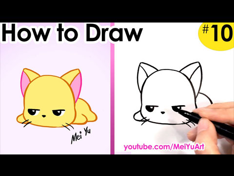 Watch this drawing video on how to draw a cat cute and easy.