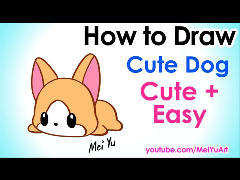 Drawing tutorial on how to draw a dog lying down.