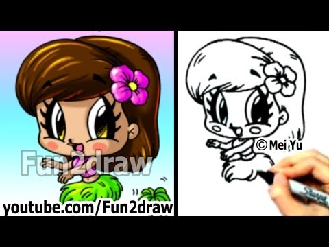 Art lesson on how to draw a hula girl cute and easy.