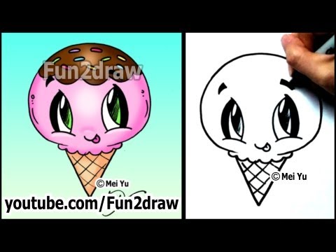 Art video on drawing ice cream in a cute Fun2draw style.