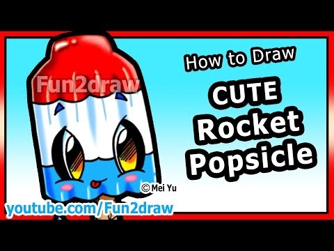 Art tutorial on how to draw a rocket popsicle, cute and easy.