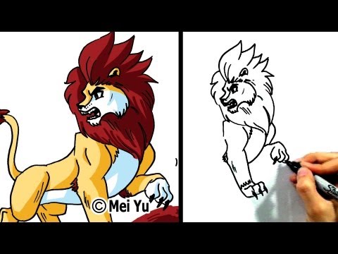 Drawing tutorial on how to draw a lion.