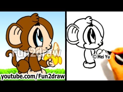 Learn how to draw a monkey in a cute Fun2draw style!