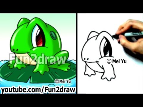Drawing class on how to draw a frog in a cute Fun2draw style.