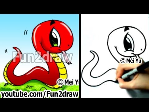 Watch this art video to learn how to draw a snake cute and easy!
